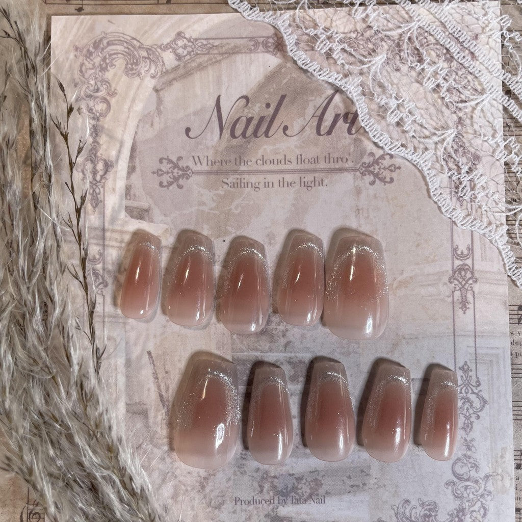 【FREE LEM 】HERA DIARY N18 3D Kuku Palsu HANDMADE 10pcs Fake Nail Pross on Nails kuku palsu wedding kuku perawatan kecantikan nail art