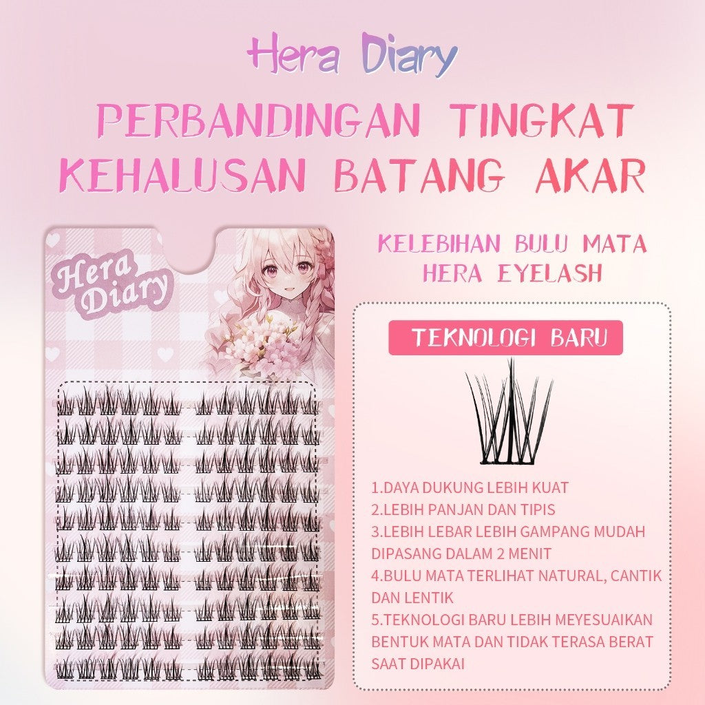 A11【Grtis LEM】Hera Diary BuluMata Palsu Natural EYELASH Korea Idol Bulumata soft Anime long-lasting