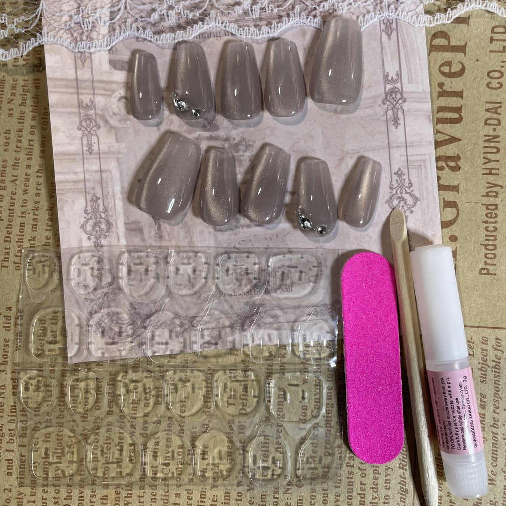 【FREE LEM 】HERA DIARY N14 3D Kuku Palsu HANDMADE 10pcs Fake Nail Pross on Nails kuku palsu wedding kuku perawatan kecantikan nail art