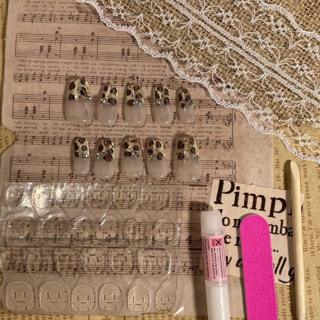 【FREE LEM 】HERA DIARY N07 3D Kuku Palsu HANDMADE 10pcs BOX Fake Nail Pross on Nails kuku palsu wedding kuku perawatan kecantikan nail art