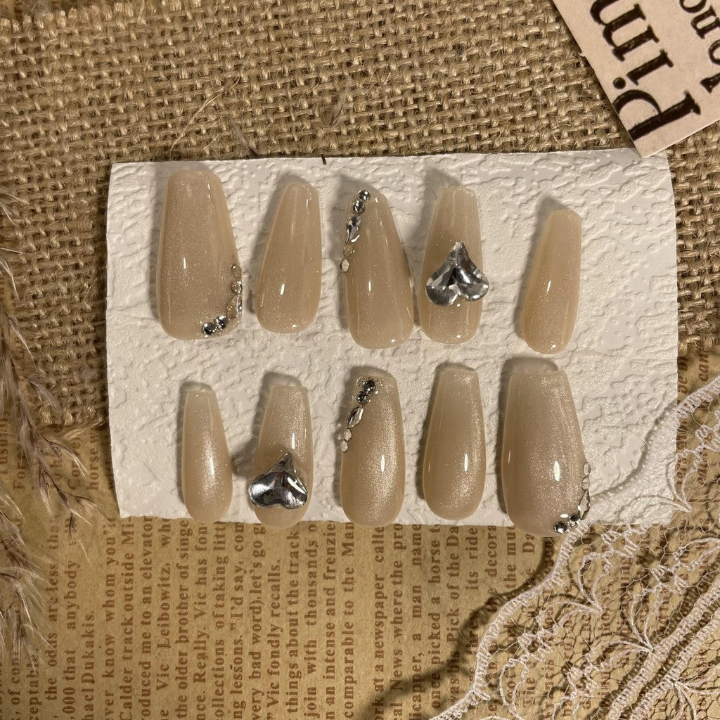 【FREE LEM 】HERA DIARY N06 3D Kuku Palsu HANDMADE 10pcs Fake Nail Pross on Nails kuku palsu wedding kuku perawatan kecantikan nail art