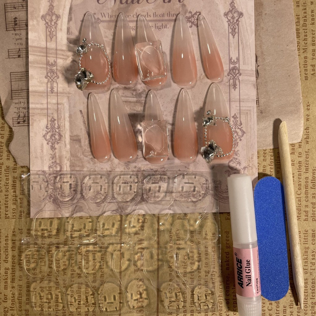 【FREE LEM 】HERA DIARY N04 3D Kuku Palsu HANDMADE 10pcs Fake Nail Pross on Nails kuku palsu wedding kuku perawatan kecantikan nail art