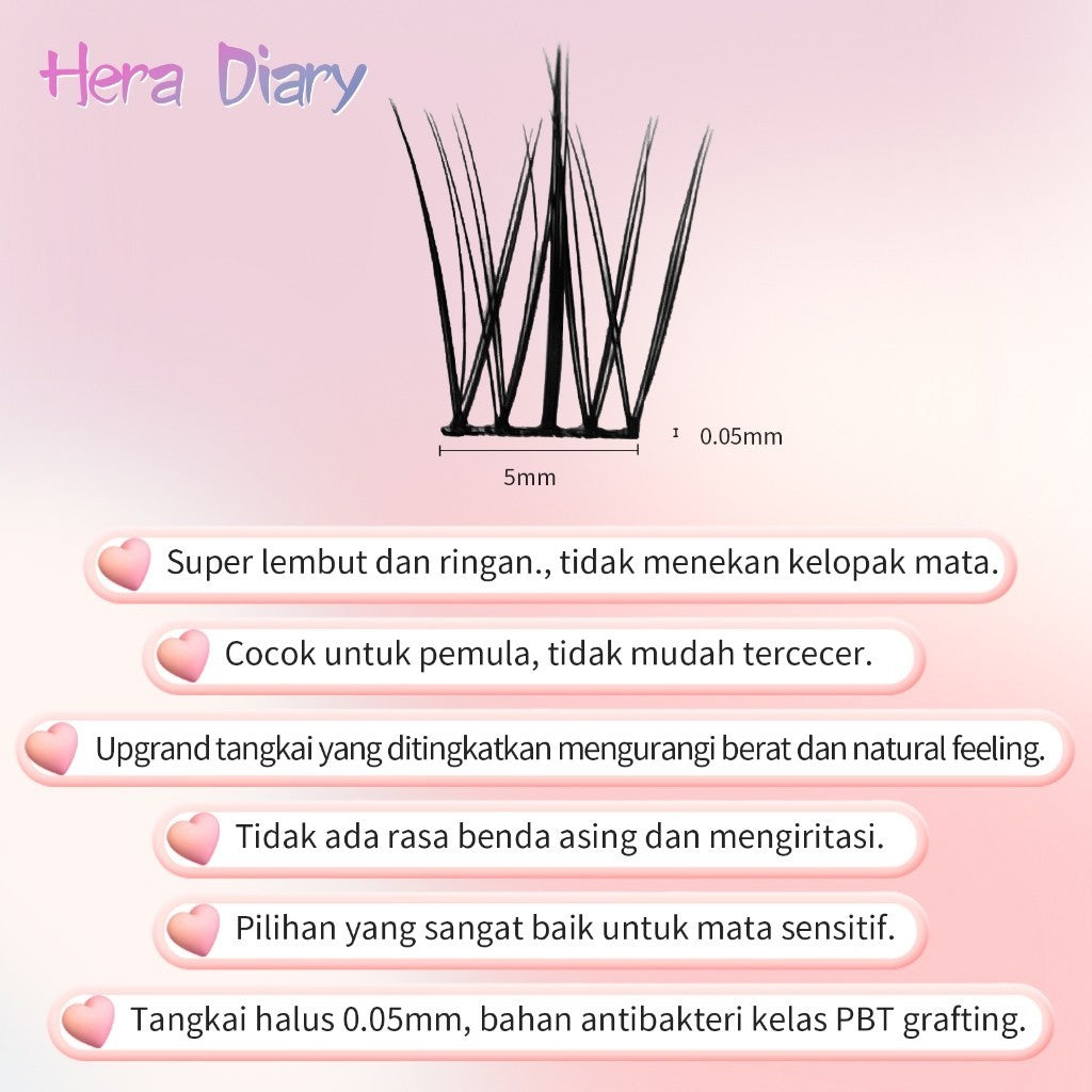 A11【Grtis LEM】Hera Diary BuluMata Palsu Natural EYELASH Korea Idol Bulumata soft Anime long-lasting