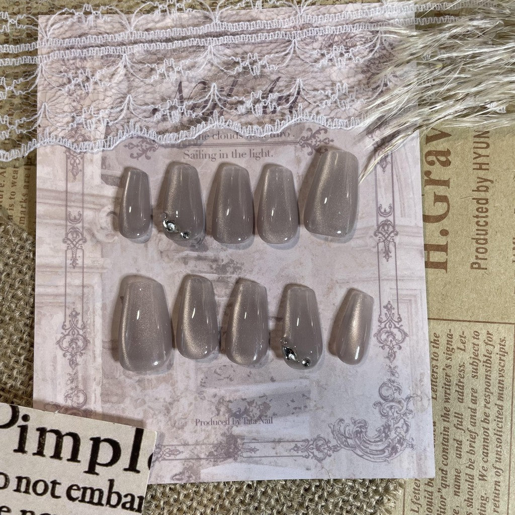 【FREE LEM 】HERA DIARY N14 3D Kuku Palsu HANDMADE 10pcs Fake Nail Pross on Nails kuku palsu wedding kuku perawatan kecantikan nail art
