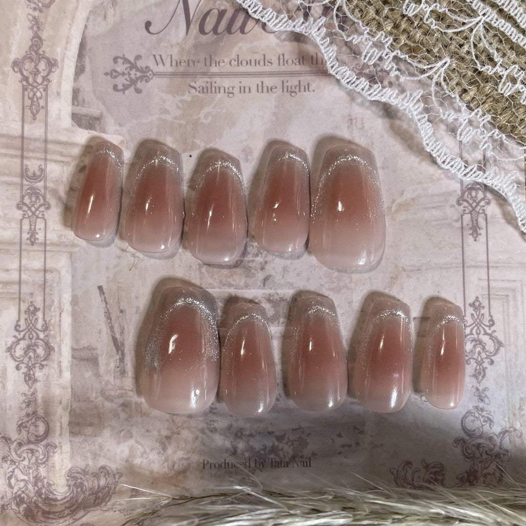 【FREE LEM 】HERA DIARY N18 3D Kuku Palsu HANDMADE 10pcs Fake Nail Pross on Nails kuku palsu wedding kuku perawatan kecantikan nail art