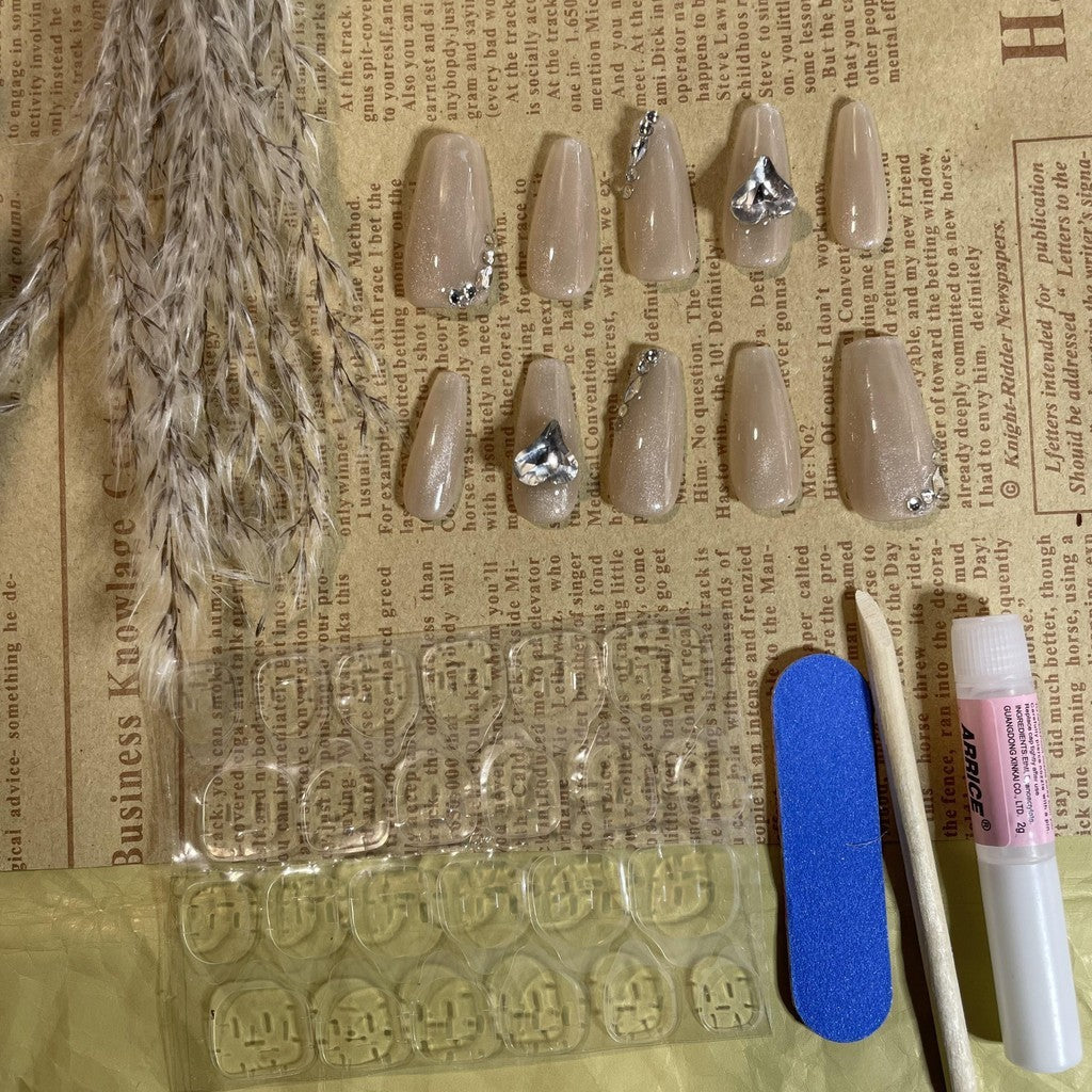 【FREE LEM 】HERA DIARY N06 3D Kuku Palsu HANDMADE 10pcs Fake Nail Pross on Nails kuku palsu wedding kuku perawatan kecantikan nail art