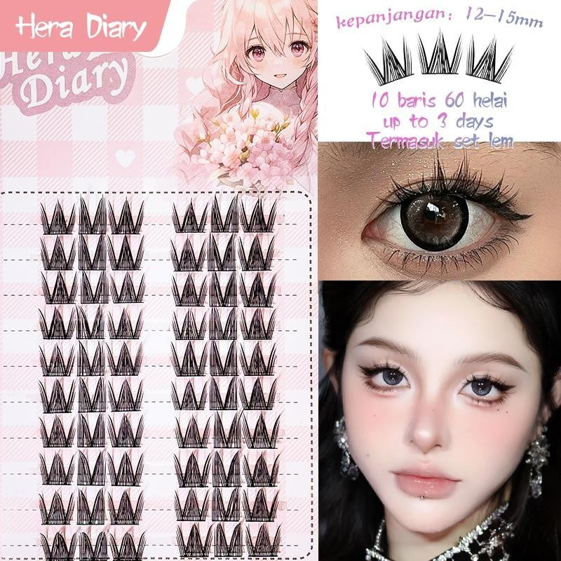 A13【GRATIS LEM】Hera Diary #D Bulu Mata Palsu Cat Eye 10Baris Eyelash Douyin Anime Cospaly fox eye