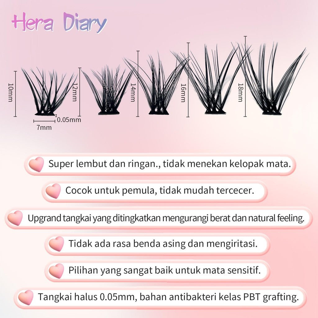 A16 Hera diary DIY Volume BuluMata Palsu10 12 14 16 18MM Eyelash ExtensionBulumata Individual Eyelashes Ekstensi Lembut