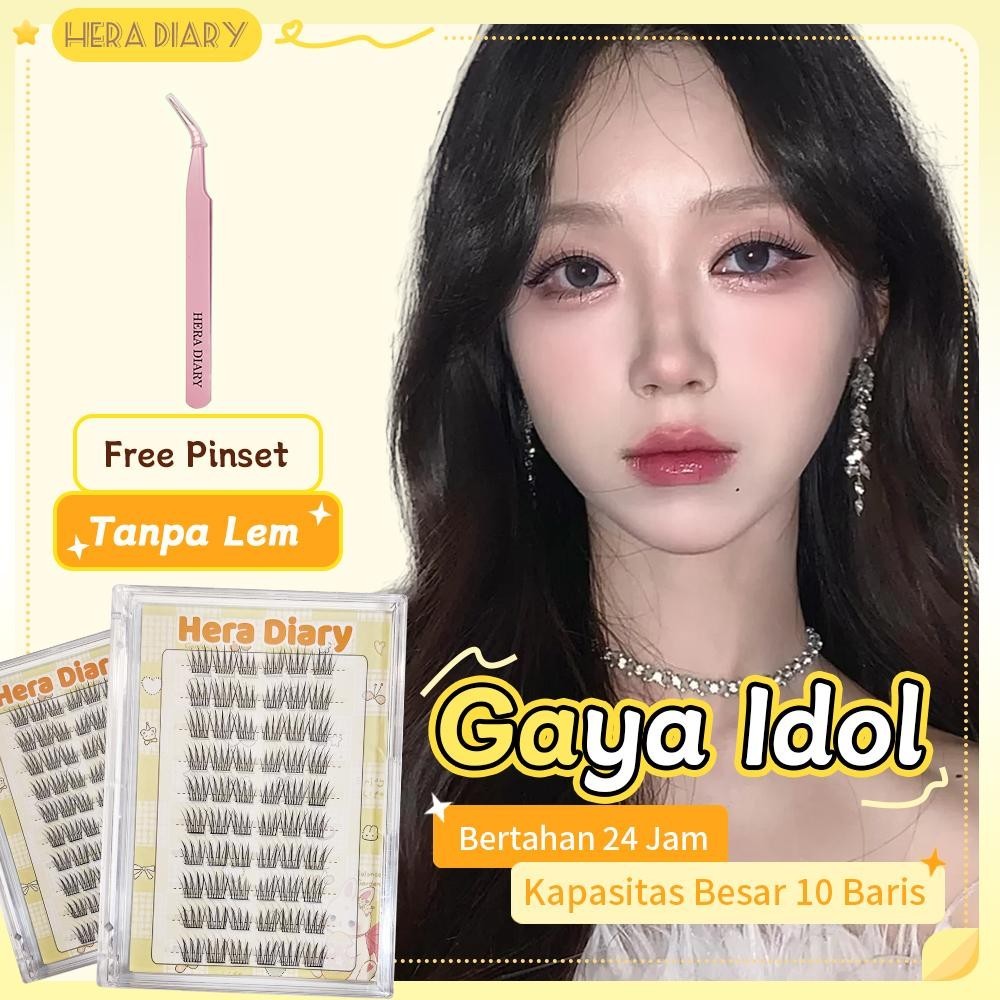 B04【LANGSUNG TEMPEL】Hera Diary bulumata palsu 10 Baris big kapasitas bulumata Won Young Eeyelash Idol Natural Douyin manga Box Pelentik anime comic baby Free pinse