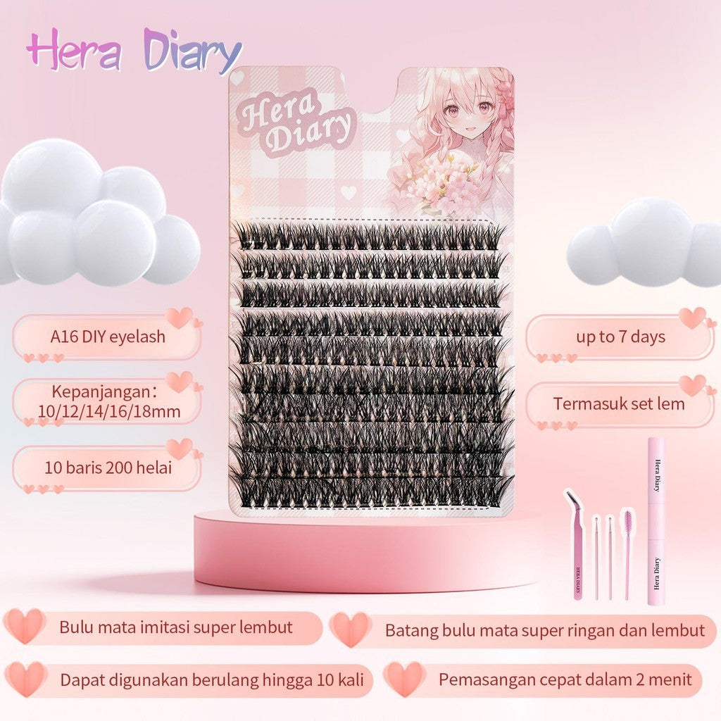 A16 Hera diary DIY Volume BuluMata Palsu10 12 14 16 18MM Eyelash ExtensionBulumata Individual Eyelashes Ekstensi Lembut