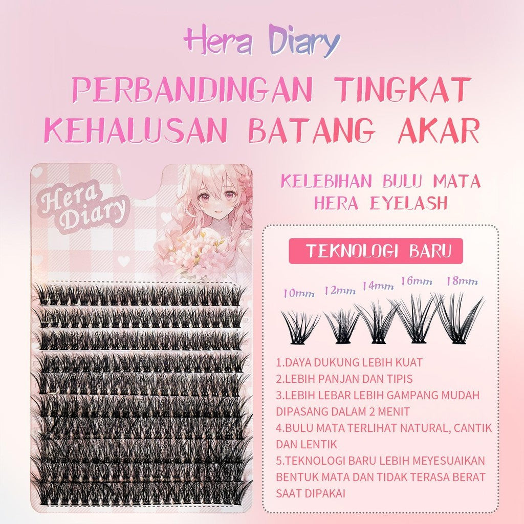 A16 Hera diary DIY Volume BuluMata Palsu10 12 14 16 18MM Eyelash ExtensionBulumata Individual Eyelashes Ekstensi Lembut