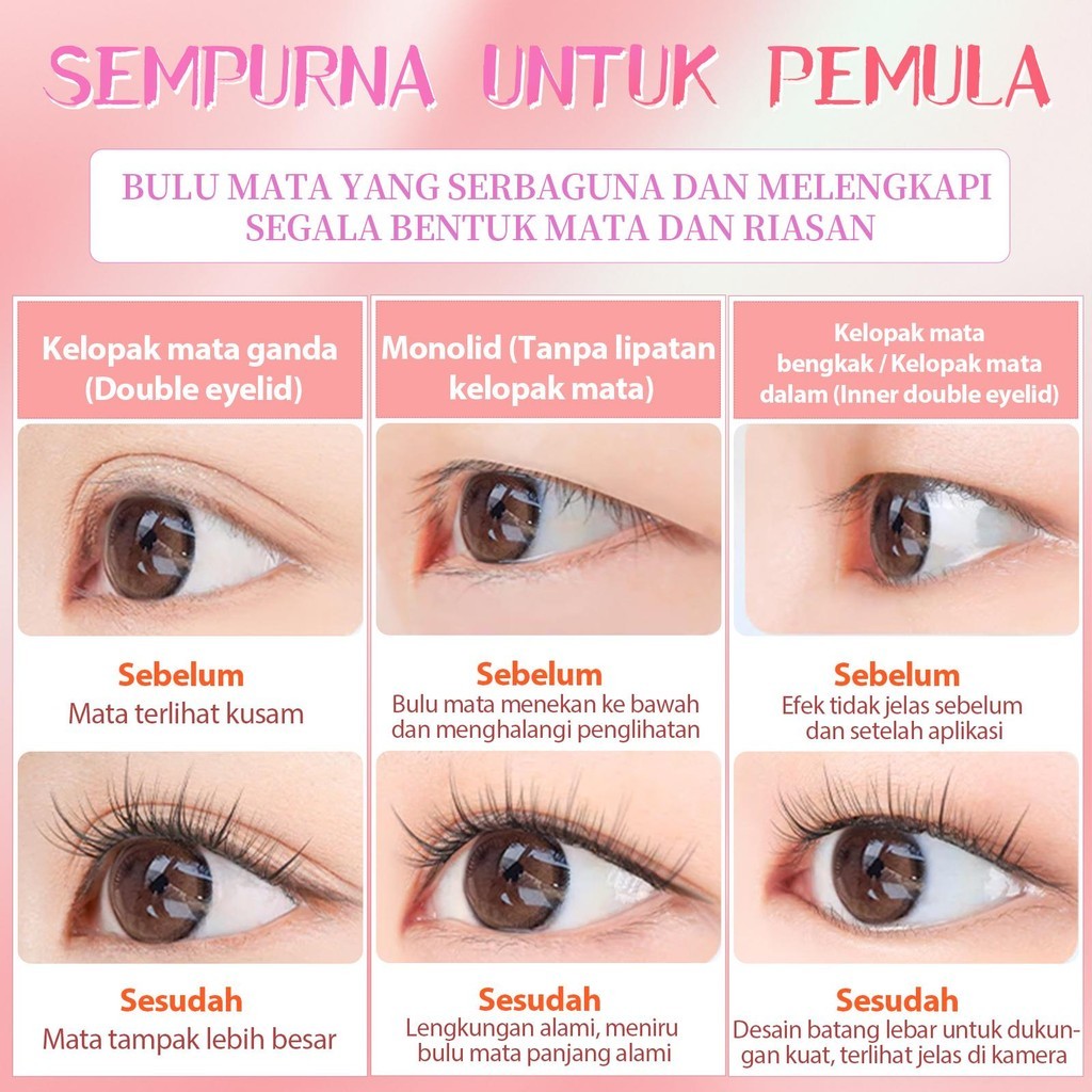 A13【GRATIS LEM】Hera Diary #D Bulu Mata Palsu Cat Eye 10Baris Eyelash Douyin Anime Cospaly fox eye