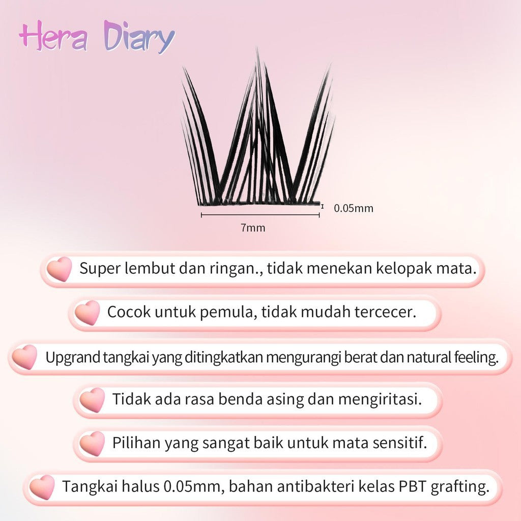 A13【GRATIS LEM】Hera Diary #D Bulu Mata Palsu Cat Eye 10Baris Eyelash Douyin Anime Cospaly fox eye