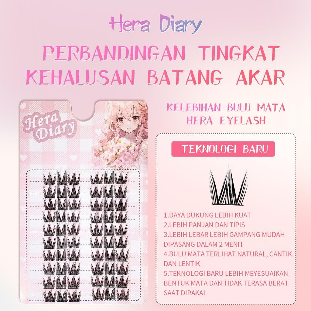 A13【GRATIS LEM】Hera Diary #D Bulu Mata Palsu Cat Eye 10Baris Eyelash Douyin Anime Cospaly fox eye