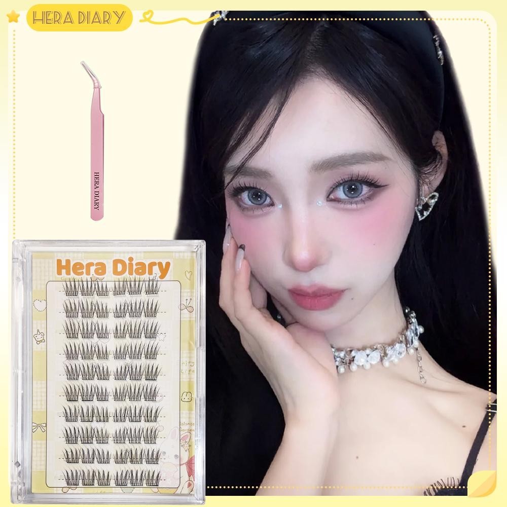 B04【LANGSUNG TEMPEL】Hera Diary bulumata palsu 10 Baris big kapasitas bulumata Won Young Eeyelash Idol Natural Douyin manga Box Pelentik anime comic baby Free pinse