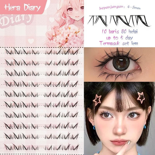 A04【FREE LEM】Bulumata Palsu bawah Anime Douyin Cosplay Douyin Manga BIg Box 10row individual eyelash