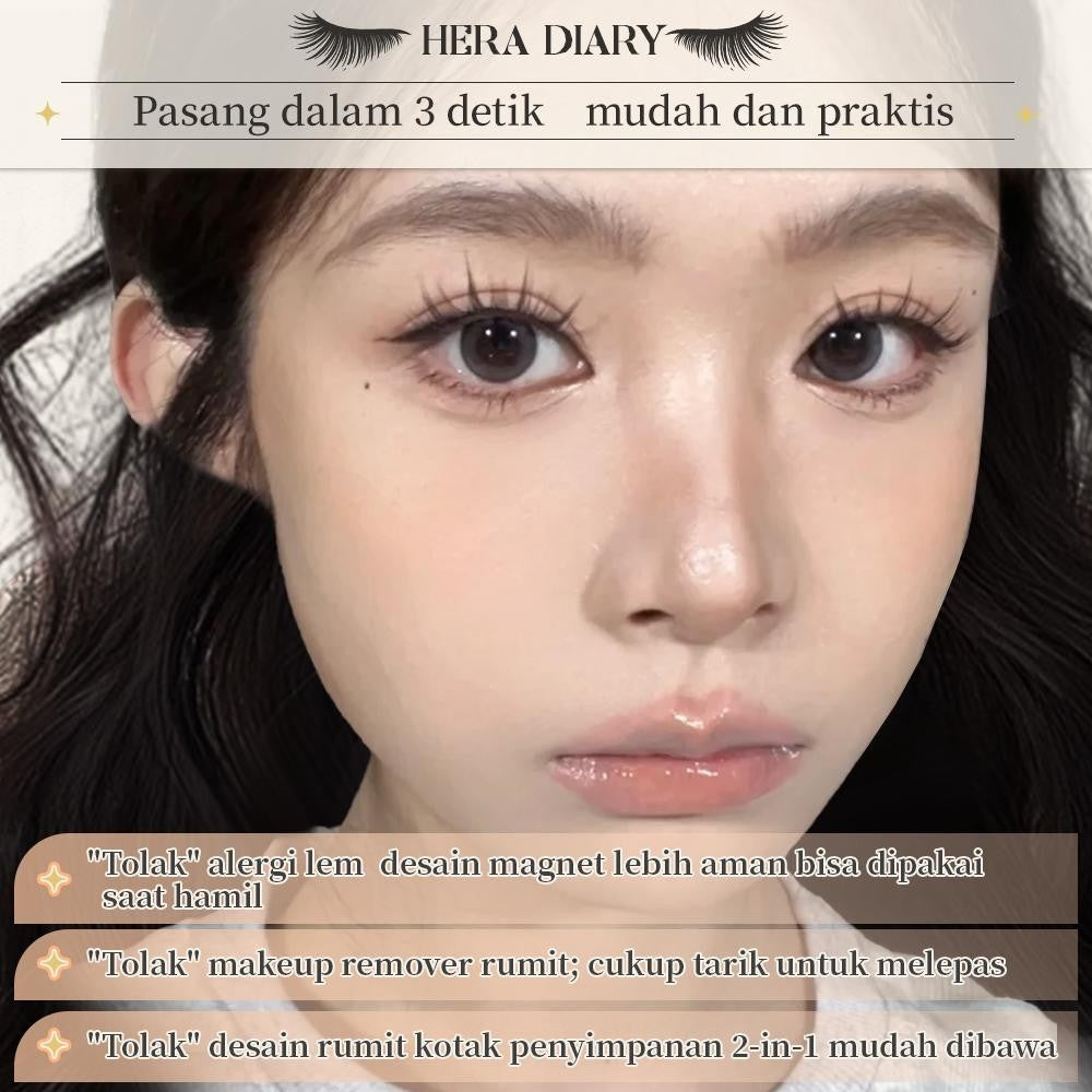 【Gratis Aplikator】MG01 Hera Diary Bulu Mata Magnetik Tanpa Lem Eyelash Magnet Douyin Instan Natural Soft Tahan Lama Bisa Berulang