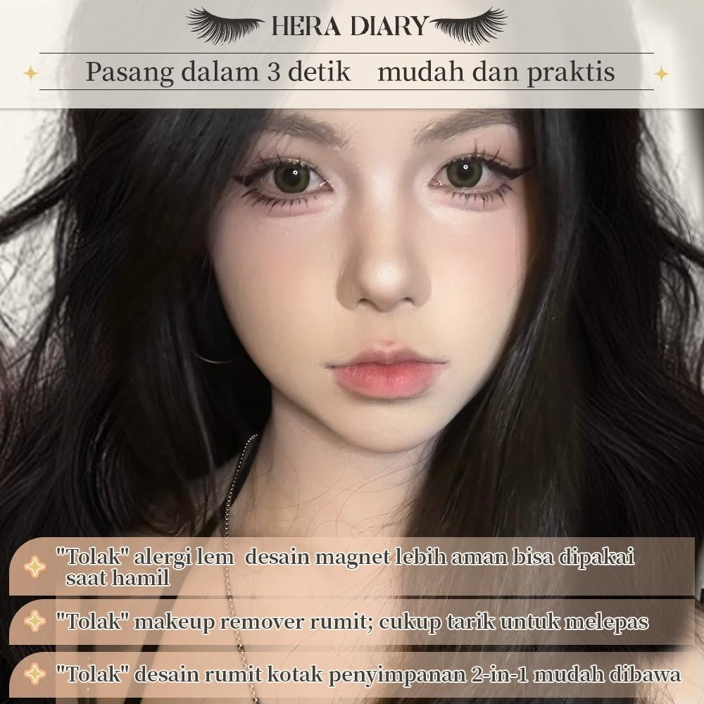 【Gratis Aplikator】MG02 Hera Diary Bulu Mata Magnetik Tanpa Lem Eyelash Magnet Douyin Instan Natural Soft Tahan Lama Bisa Berulang