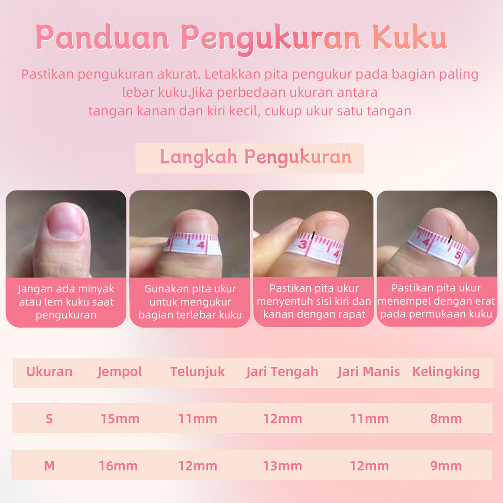 【FREE LEM 】HERA DIARY N01 3D Kuku Palsu HANDMADE 10pcs Fake Nail Pross on Nails kuku palsu wedding kuku perawatan kecantikan nail art