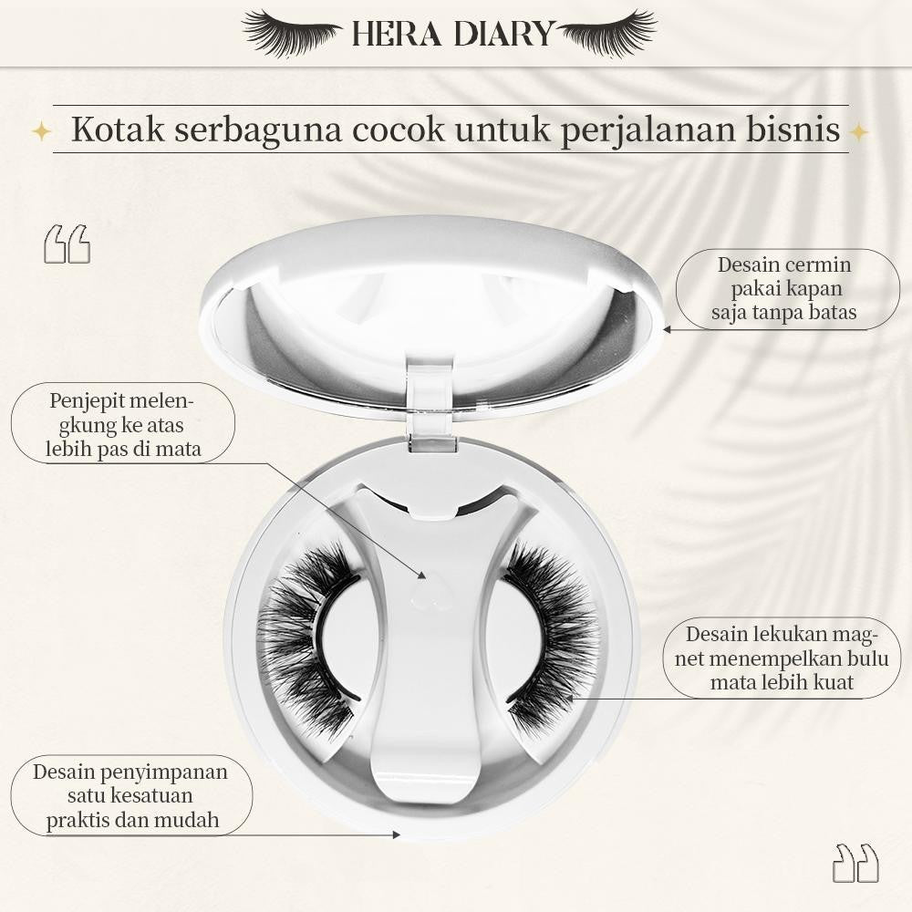 【Gratis Aplikator】MG05 Hera Diary Bulu Mata Magnetik Tanpa Lem Eyelash Magnet Douyin Instan Natural Soft Tahan Lama Bisa Berulang