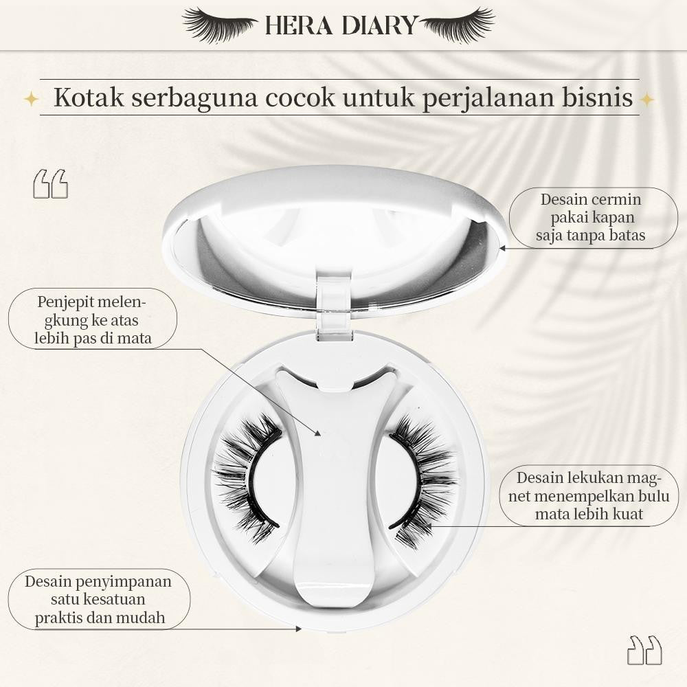 【Gratis Aplikator】MG02 Hera Diary Bulu Mata Magnetik Tanpa Lem Eyelash Magnet Douyin Instan Natural Soft Tahan Lama Bisa Berulang