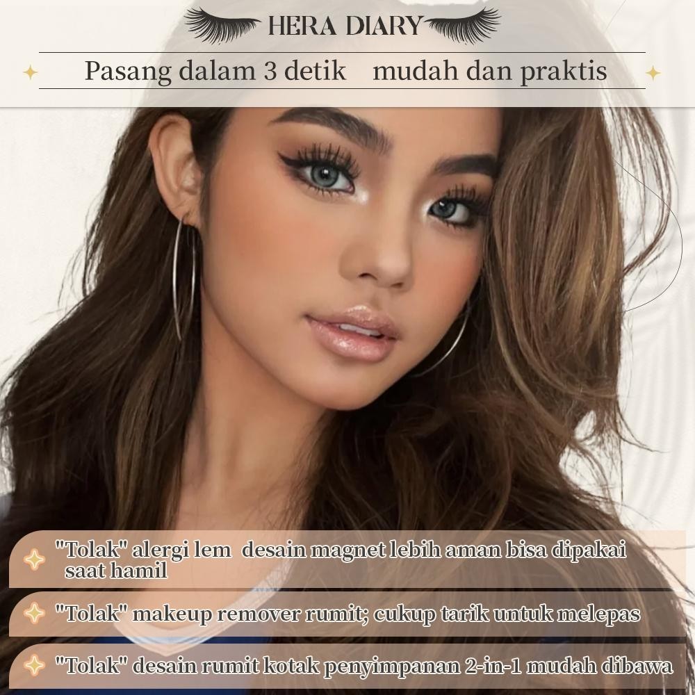 【Gratis Aplikator】MG05 Hera Diary Bulu Mata Magnetik Tanpa Lem Eyelash Magnet Douyin Instan Natural Soft Tahan Lama Bisa Berulang