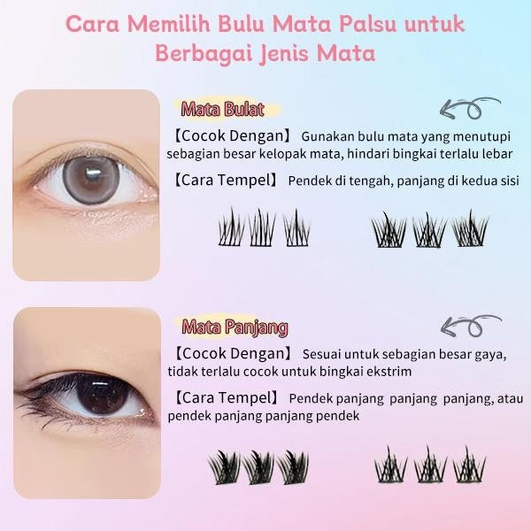 C04【FREE LEM】Hera Diary 7in1 184pcs Strip + Individual eyelash Bulumata palsu Douyin Manga Bulumata palsu bawah Natural eyelash ekstansi