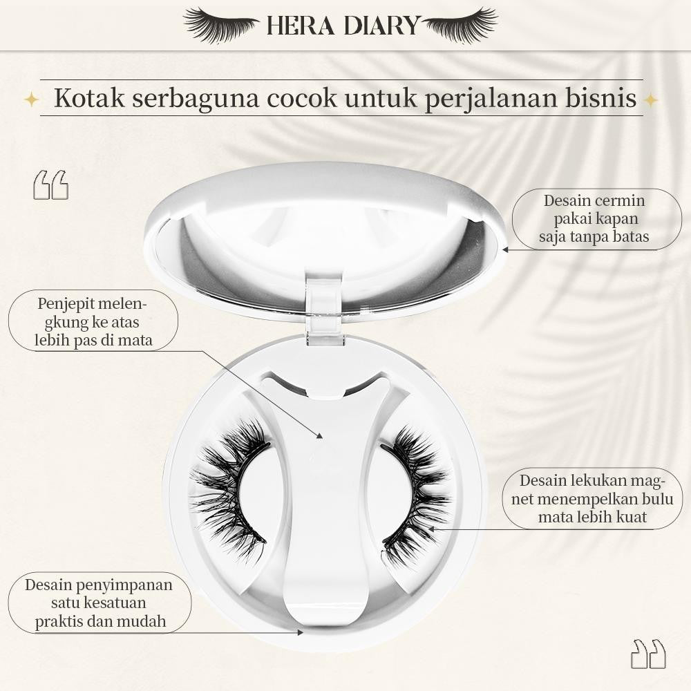 【Gratis Aplikator】MG03 Hera Diary Bulu Mata Magnetik Tanpa Lem Eyelash Magnet Douyin Instan Natural Soft Tahan Lama Bisa Berulang