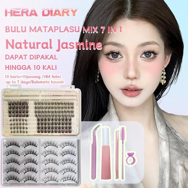 C05【FREE LEM】Hera Diary 7in1 187pcs Strip+Individual eyelash Bulumata Palsu Douyin Manga Anime Bulumata palsu bawah Natural Eyelash Extension