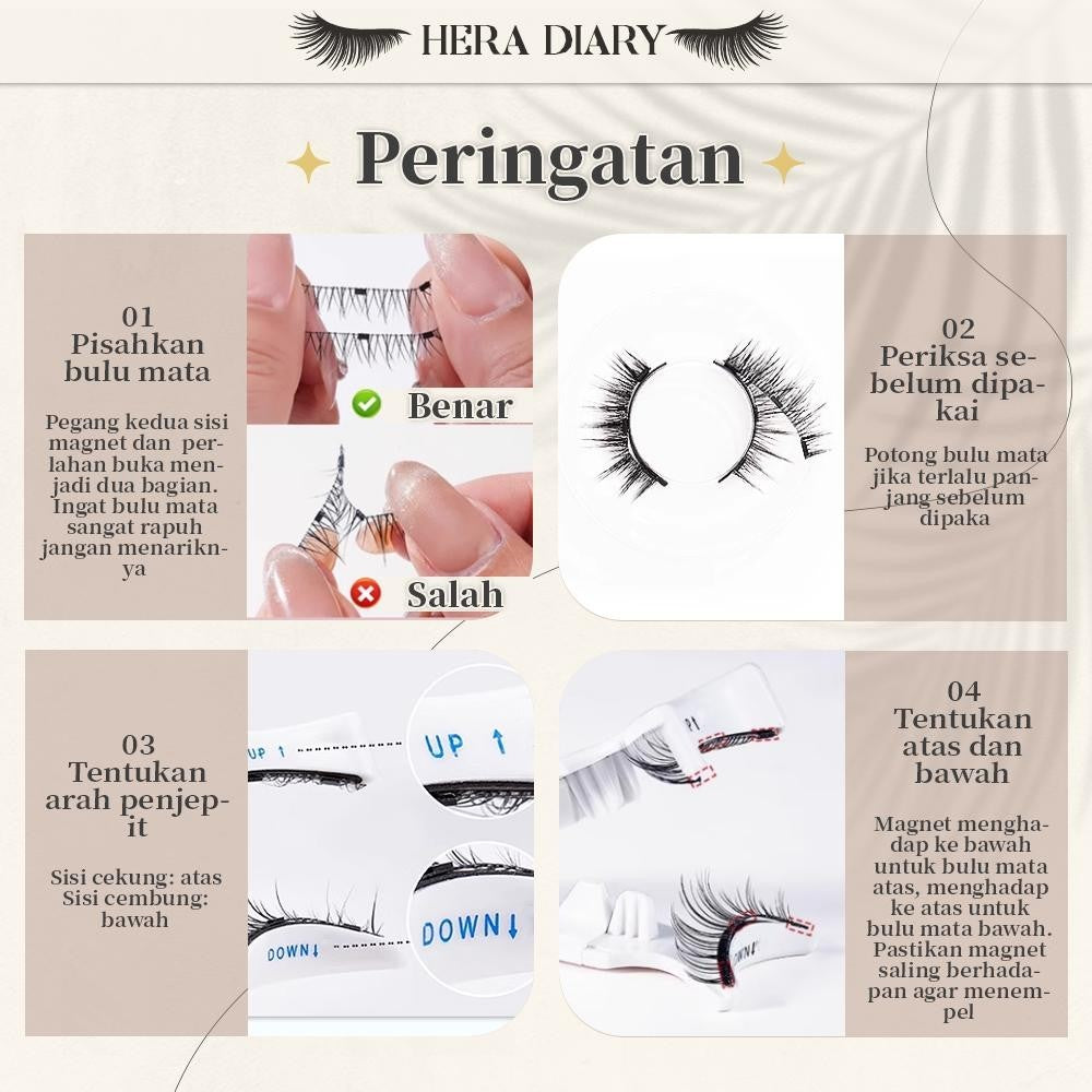 【Gratis Aplikator】MG03 Hera Diary Bulu Mata Magnetik Tanpa Lem Eyelash Magnet Douyin Instan Natural Soft Tahan Lama Bisa Berulang