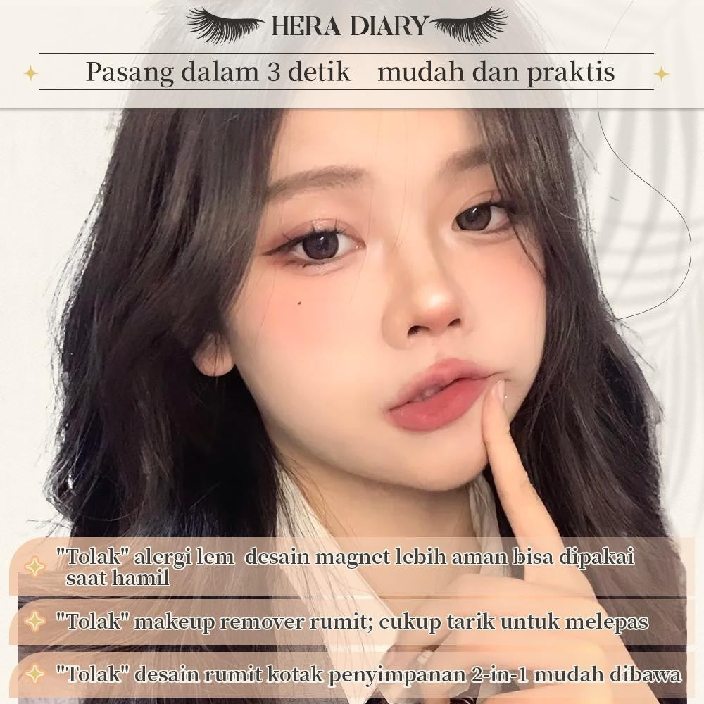 【Gratis Aplikator】MG04 Hera Diary Bulu Mata Magnetik Tanpa Lem Eyelash Magnet Douyin Instan Natural Soft Tahan Lama Bisa Berulang