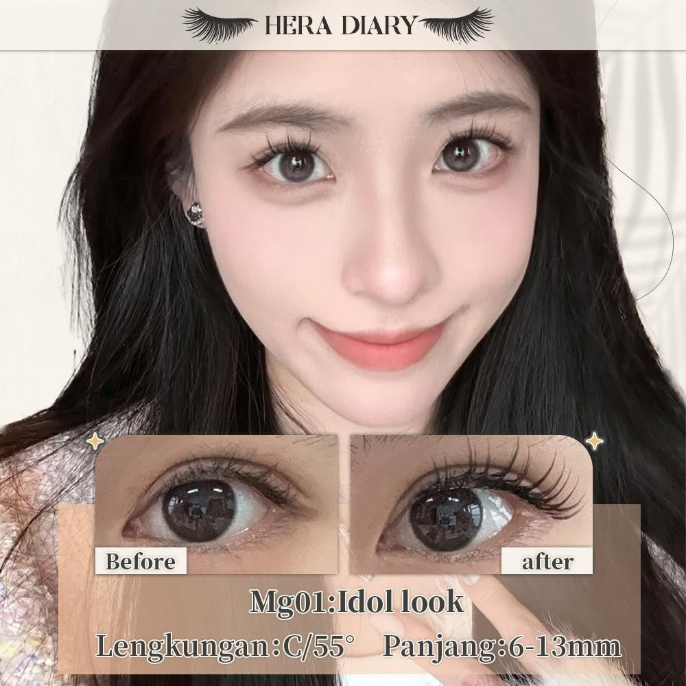【Gratis Aplikator】MG01 Hera Diary Bulu Mata Magnetik Tanpa Lem Eyelash Magnet Douyin Instan Natural Soft Tahan Lama Bisa Berulang