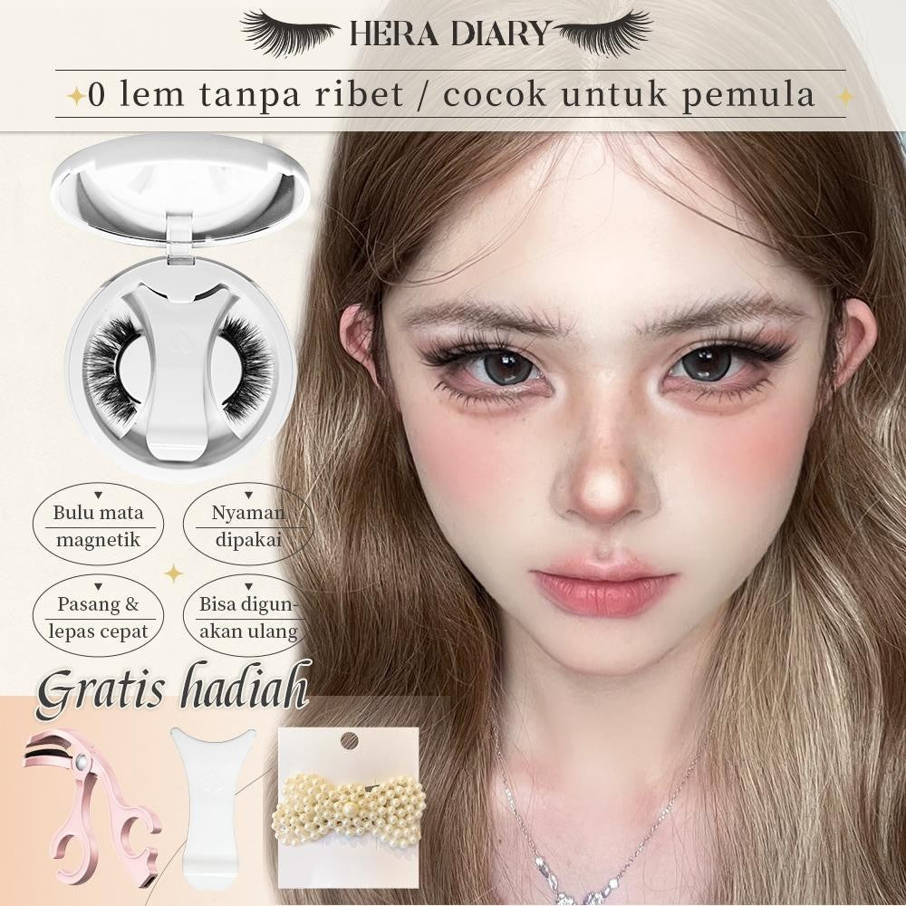 【Gratis Aplikator】MG05 Hera Diary Bulu Mata Magnetik Tanpa Lem Eyelash Magnet Douyin Instan Natural Soft Tahan Lama Bisa Berulang