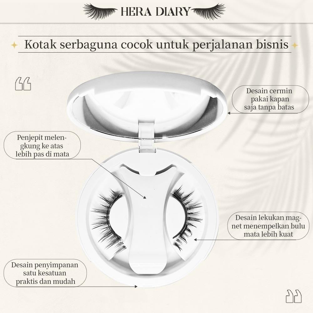 【Gratis Aplikator】MG01 Hera Diary Bulu Mata Magnetik Tanpa Lem Eyelash Magnet Douyin Instan Natural Soft Tahan Lama Bisa Berulang