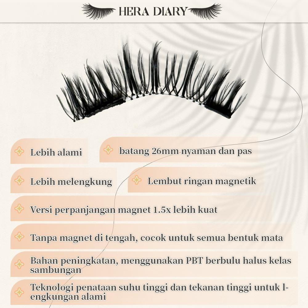 【Gratis Aplikator】MG04 Hera Diary Bulu Mata Magnetik Tanpa Lem Eyelash Magnet Douyin Instan Natural Soft Tahan Lama Bisa Berulang