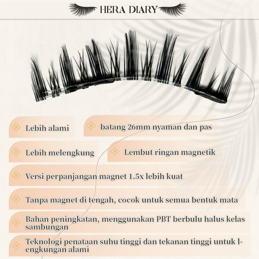【Gratis Aplikator】MG01 Hera Diary Bulu Mata Magnetik Tanpa Lem Eyelash Magnet Douyin Instan Natural Soft Tahan Lama Bisa Berulang