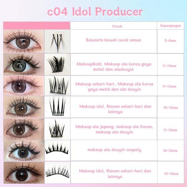 C04【FREE LEM】Hera Diary 7in1 184pcs Strip + Individual eyelash Bulumata palsu Douyin Manga Bulumata palsu bawah Natural eyelash ekstansi