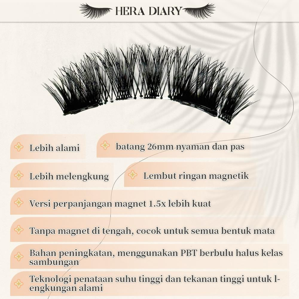 【Gratis Aplikator】MG05 Hera Diary Bulu Mata Magnetik Tanpa Lem Eyelash Magnet Douyin Instan Natural Soft Tahan Lama Bisa Berulang