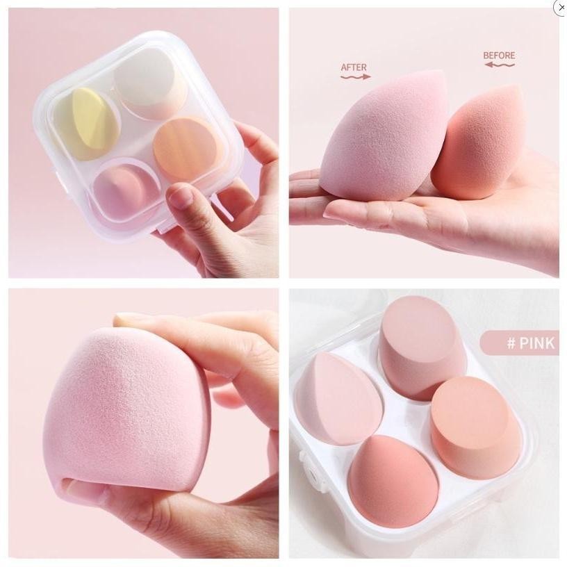 Free Kotak 4 pcs Spons Kosmetik,Telur Kecantikan,Spons Rias Blender Wajah M032