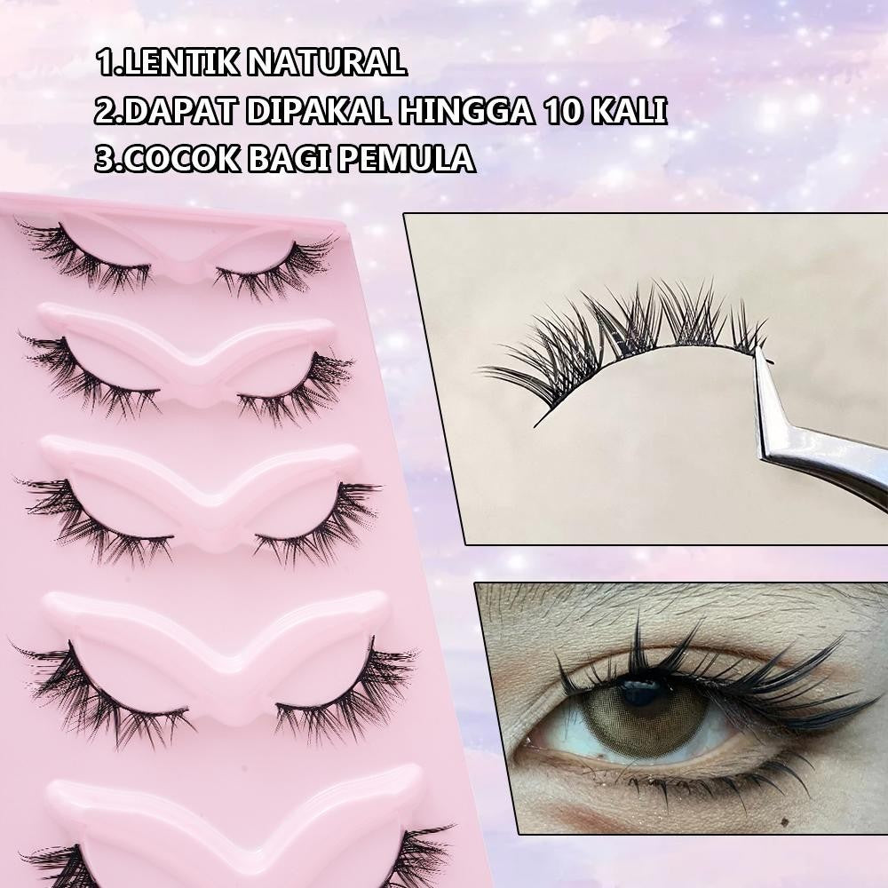 F04【FREE LEM】5 PASANG EYELASH LATINA BULU MATA PALSU KOREA NATURAL SOFT FALSE BULU MATA PALSU 4D DOLLY EYELASHES Box Pelentik