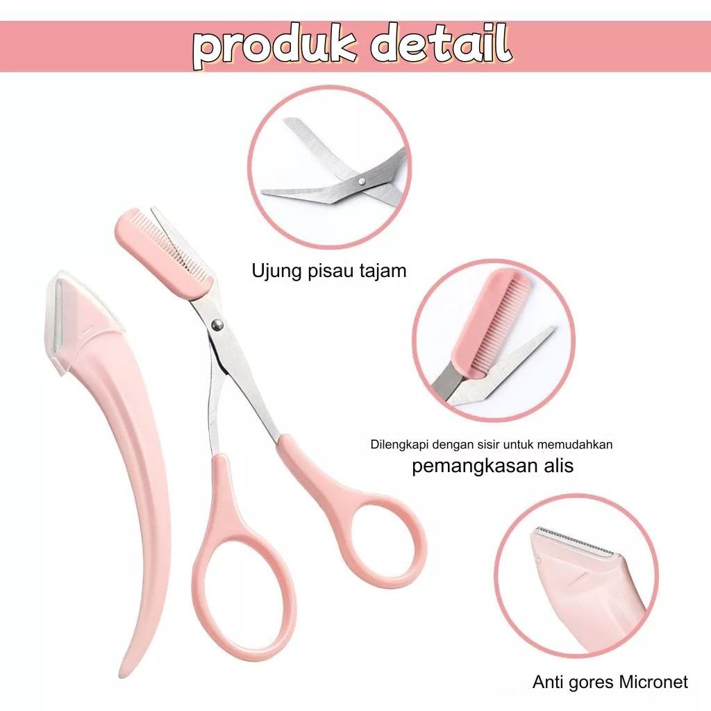 Z03 HERA DIARY 3in1 Set Gunting Alis Dan Cukur Alis | Eyebrow | Alat Kecantikan Premium | Perawatan Alis